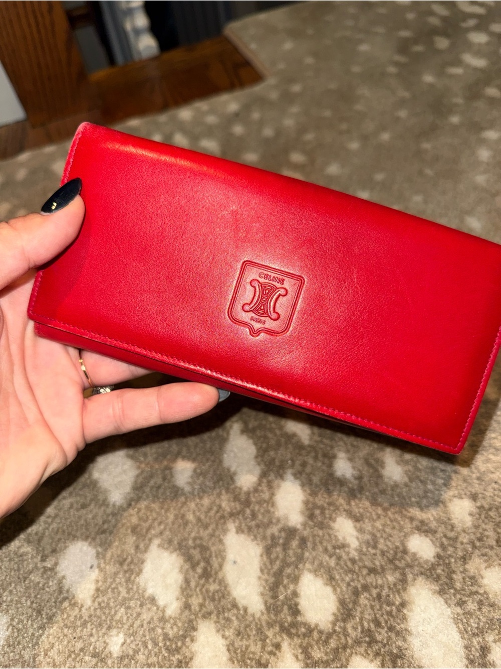 Celine Red Leather Long Card Holder Wallet